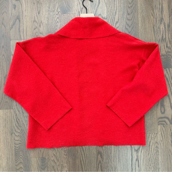 Eileen Fisher Lightweight Boiled Wool Kimono Sweater Jacket in Red Size Small - Picture 8 of 8